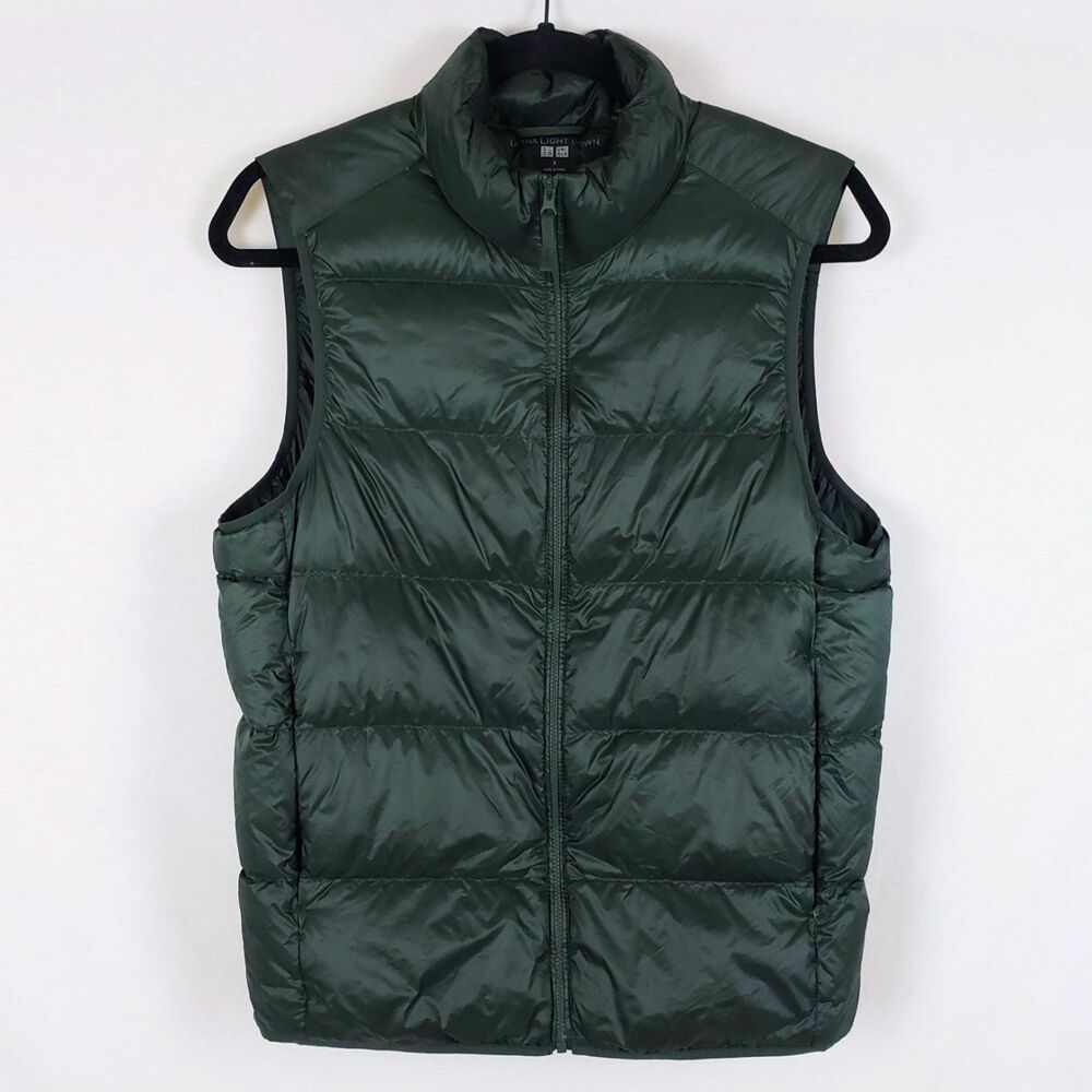 Uniqlo Ultra Light Down Vest Womens S Green Puffer 90% Down Gorpcore Hiking